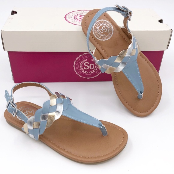 SO Other - So Girls Sandals 12 Blue Silver Braided Cushioned